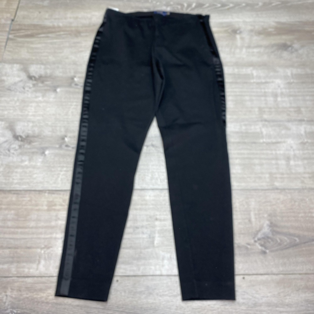Polo Ralph Lauren Leggings Womens Medium Black Ankle Side Zip Stretch Knit